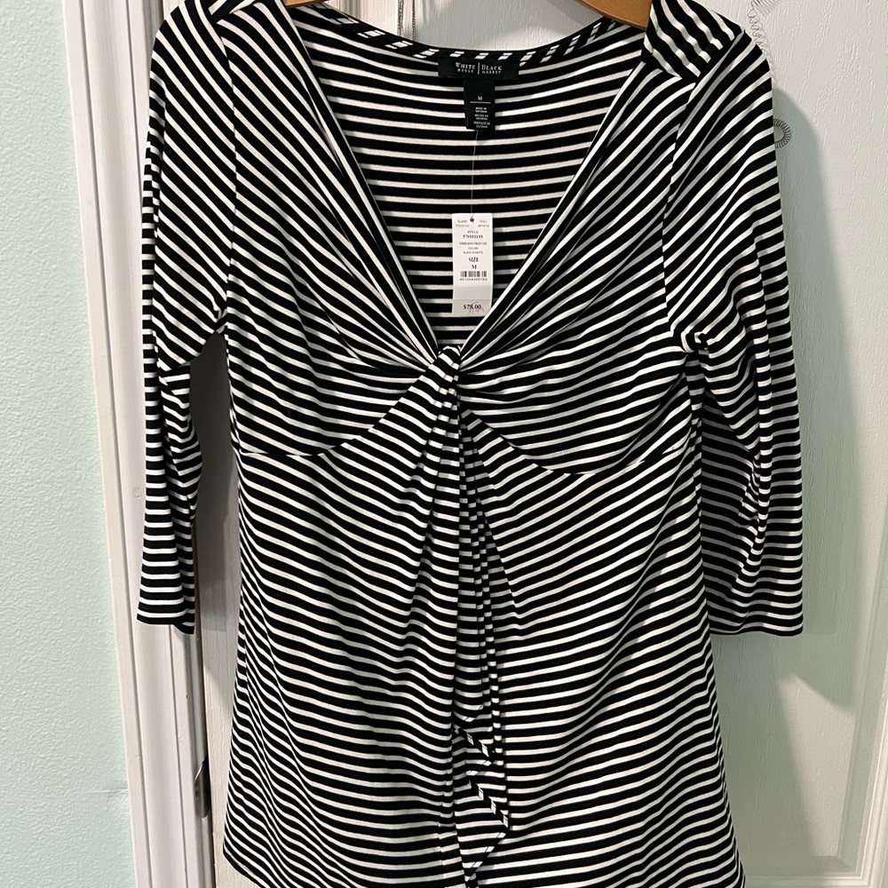 White House Black Market Blouse in pinstripes. Super cute with white pants